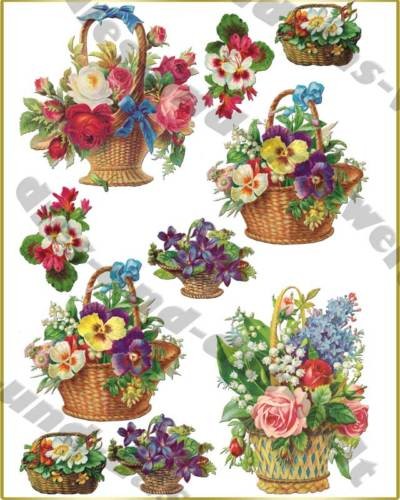Vintage flowers basket - vintage,