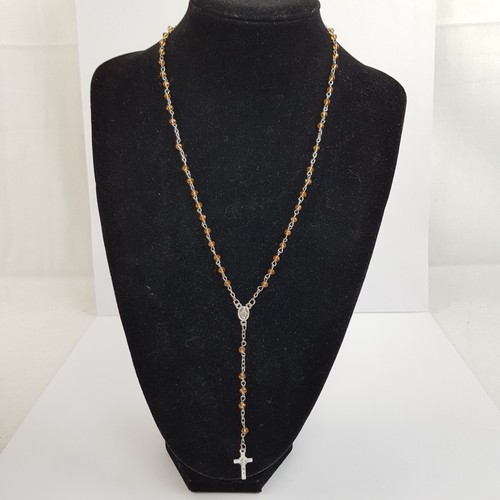 Silver toned orange crystal - ab,