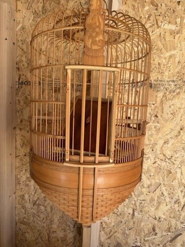 Wood single bird cage brown - cage,