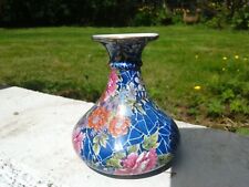 An AMAZING SHELLEY, BLUE CLOISONNE,CRACKLE GLAZE ,FLORAL VASE, EXCELLENT CONDITI