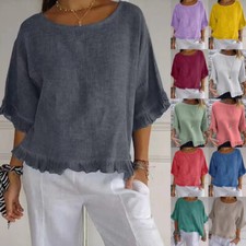 Womens Linen Cotton Ruffles