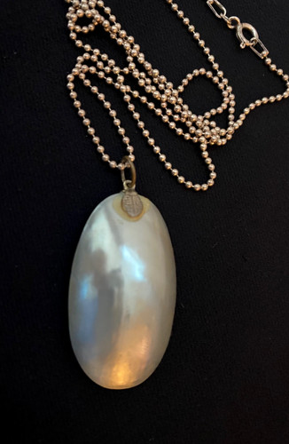 Gray mabe pearl pendant with - pearl,