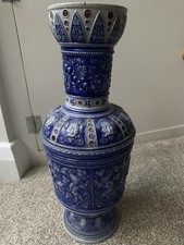 Westerwald German Blue Salt Glazed Vase 19th Century Antique