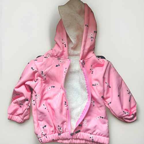 Girls pink floral hooded - pink,