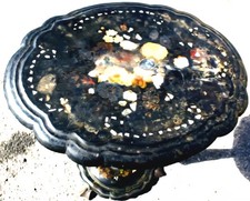 19CENTURY VICTORIAN PAPIER MACHE &PAINTED MOTHER OF PEARL INLAID TABLE-FREEdlvry