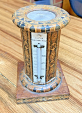 ANTIQUE TUNBRIDGE WARE OCTAGONAL THERMOMETER BY BARTON MOSAIC INLAID WOOD