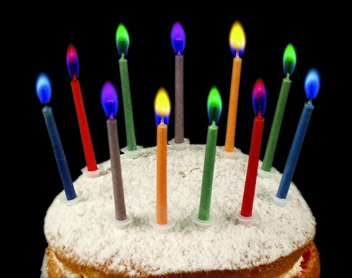 Coloured flame candles - 10,