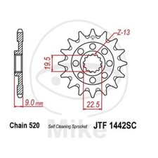 Racing Sprocket 14 Teeth Pitch 520 Small Insert - D.INT. 19.5/22.5 726.00.19