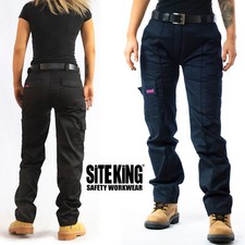 SITE KING Ladies Cargo Combat Work Trousers Size 8 to 22 - Black or Navy WOMENS