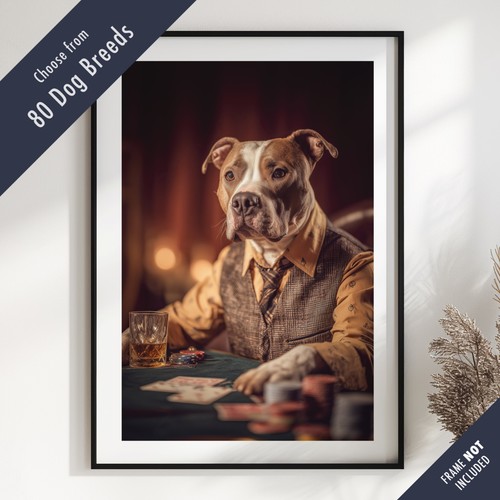 Dog playing poker portrait - dog,