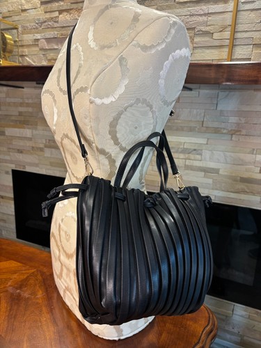 Black pleated bucket - pleated,