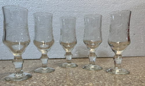 Vintage etched cordial crystal - vintage,