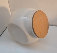 Cream BISCUIT BIN BARREL with Wooden Lid