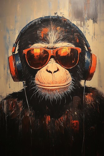 Banksy style monkey - monkey, canvas