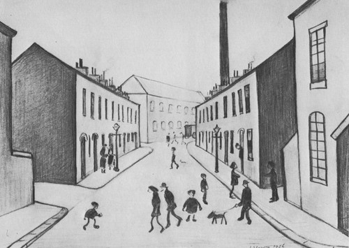 Lowry pencil drawing salford - pencil,