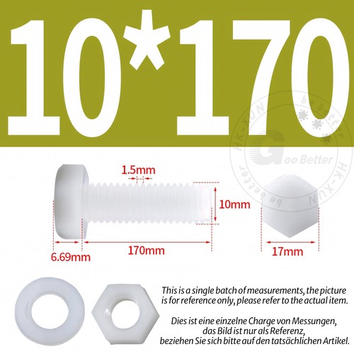 Metric nylon plastic bolts - plastic,