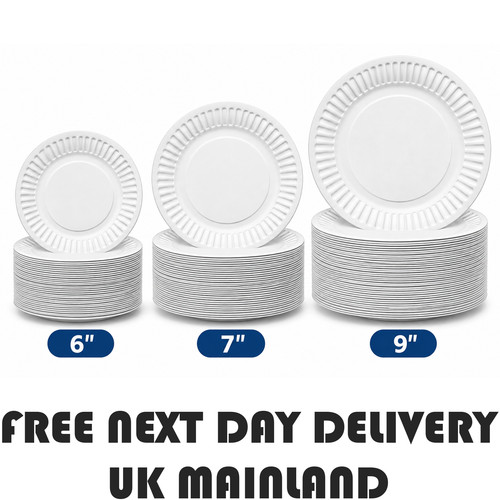 White paper plates disposable - white,