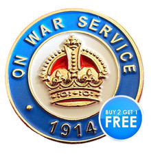 ON WAR SERVICE 1914 Enamel Badge great for REMEMBRANCE Veteran WW1