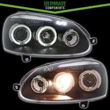 VW Golf Mk5 Hatchback 2003-2009 Projector Halo Angel Eyes Rings Headlights Black