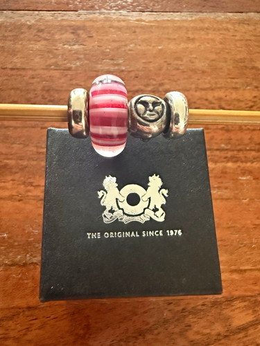 Trollbeads pink striped glass - trollbeads,