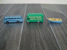 3  Matchbox Regular Wheels No.40 Coach/No.46 Pickfords Removal Van/No.48 Meteor