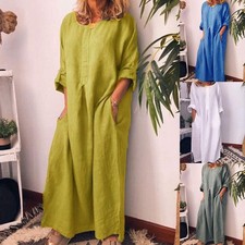 MAXI DRESS UK KAFTAN SHIRT DRESS BAGGY CASUAL LADIES LONG SLEEVE WOMEN LOOSE