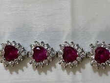 Sterling Silver 925 Bracelet With Red Beryl Stones and CZ