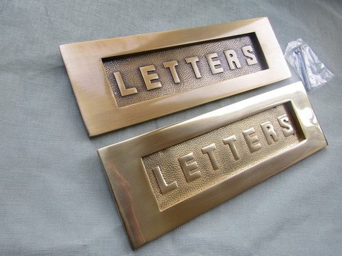 Door letter plate solid - door, brass