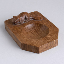 Hand Carved Oak BEAVER PIN TRAY DISH Vintage Mouseman Interest WOOD/WOODEN Rare