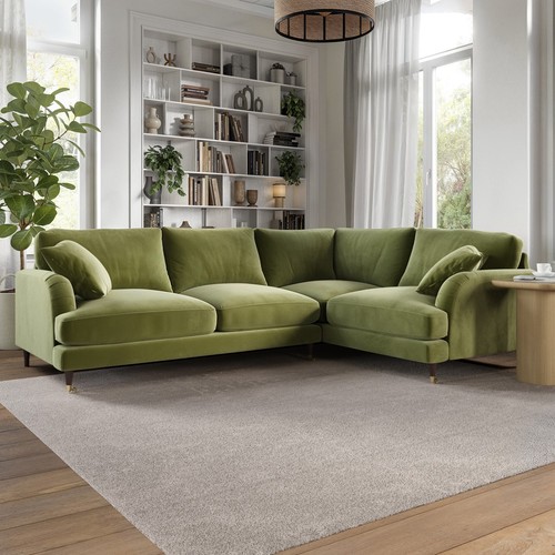 Olive green velvet seater - olive,