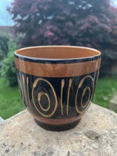  Vintage Retro West German Style Black / Brown Abstract Plant Pot Planter 