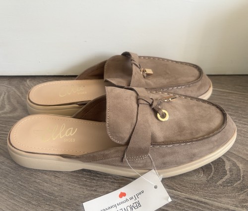 Ella shoes taupe suede look - shoes,