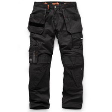 Scruffs Trade Holster Work Trousers with Stretch Panels Black Tapered Fit