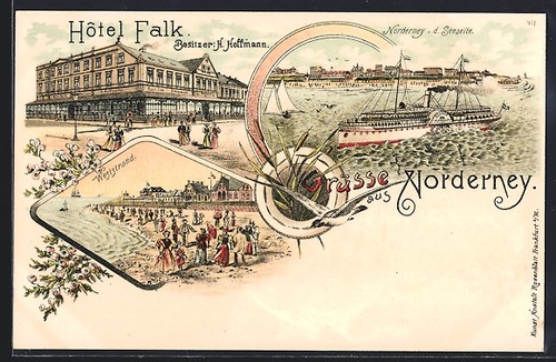 Lithograph norderney hotel - lithograph,
