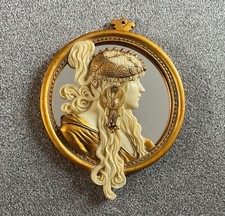 Art Nouveau Alphonse Wall Mirror Mucha Round Frame Past Times Vintage