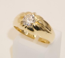 18carat 18k Gold Diamond (1ct) Gypsy Style Signet Ring Size UK-T US-9 5/8 & Cert