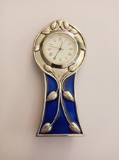 A.E Williams Art Nouveau Style Pewter And Enamel Mantel Clock