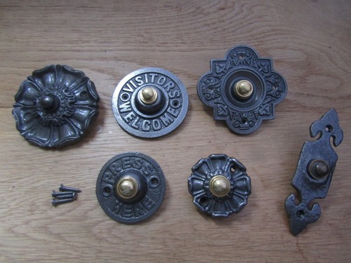Cast iron door bell push - door,
