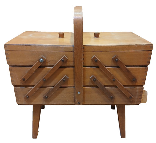 Wooden cantilever sewing box - wooden,