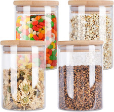 4 Pack Glass Storage Jars with