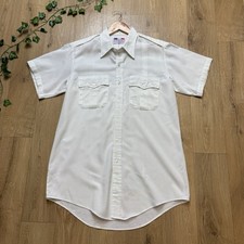 VINTAGE AMERICAN UNIFORM SHIRT SIZE L WHITE WORKWEAR MILITARY FLYING CROSS (ww84