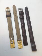 Vintage Style Brown Lizard Grain Leather Open Ended Extra Long Watch Strap 14mm