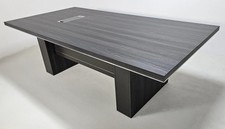 Dark Grey Oak Veneer Executive Boardroom Table Chrome Trim 2400mm 240cm 2.4m
