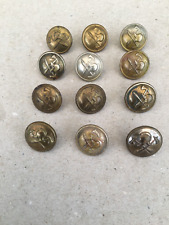 VINTAGE CROSSED AXES FIRE BRIGADE BUTTONS, 12 X 19mm