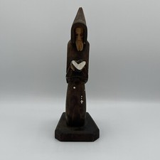 Wood Carved Priest Monk Statue
