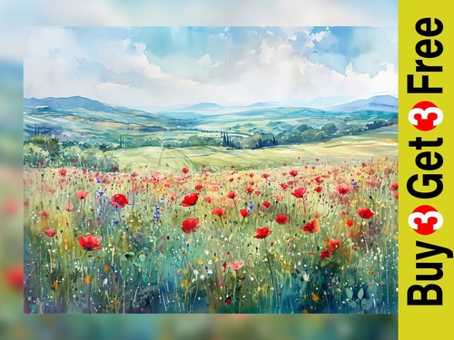 Watercolor meadow print x - meadow,