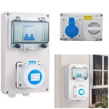 Waterproof Outdoor 16A 32A RCD/Interlocked Switched Socket IP44 Outside Use NEW