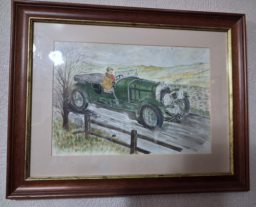 Vtg framed watercolor - framed,