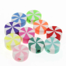 Polymer Clay Beads For Jewellery Making Candy Bright Mix Neon Pastel 10mm 20pcs