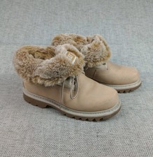 Caterpillar CAT Boots Women's Size UK5 Wide Bruiser Fur Roll Top Honey Nubuck 